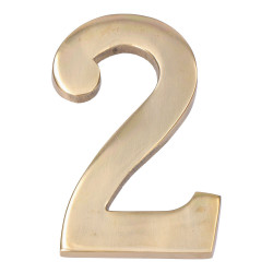 Numero 2 latão polido 10cm fixação invisivel