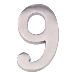 Numero 9 niquel mate 10cm fixação invisivel