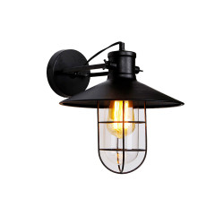 Candeeiro de parede metálico vintage e27 60w cor preto ø32x37x27,5cm edm