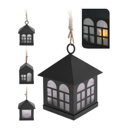 Lanterna decorativa led preta 6x8cm
