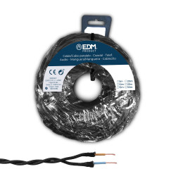 Carretel de cabo paralelo têxtil trançado h05vv-f 2 x 1,50 mm preto, 25 m