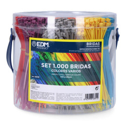 Set de 1000 abraçadeiras 100 x 2,5 mm, varias cores, apresentaçao em caixa de plastico, nylon de alta qualidade
