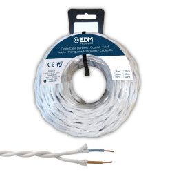 Carretel de cabo paralelo têxtil trançado h07v-k 2 x 2,50 mm branco, 5 m