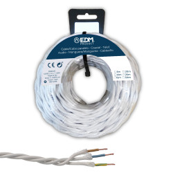 Carretel de cabo paralelo têxtil trançado h05vv-f 3 g 1,50 mm branco, 5 m