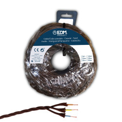 Carretel de cabo paralelo têxtil trançado h05vv-f 3 g 1,50 mm castanho, 5 m