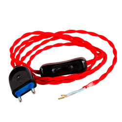 Kit cordão trançado 2m 2 x 0,75 mm 120 + 80cm vermelho