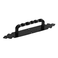 Puxador com placa 275 mm. ferro forjado preto