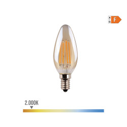 Lâmpada vela com filamento de led vidro vintage e14 4,5w 400lm 2000k luz quente ø3,5x9,8cm edm