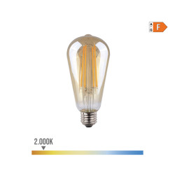 Lâmpada ovoide com filamento de led. vidro vintage e27 6w 560lm 2000k luz quente ø6,4x14,2cm edm