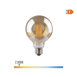 Lâmpada globo com filamento de led. vidro vintage e27 8w 720lm 2000k luz quente ø9,5x14cm edm