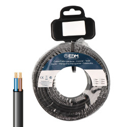 Carretel de cabo paralelo plano vvk(h2) 06/1kv 2 x 2,50 mm preto, 15 m