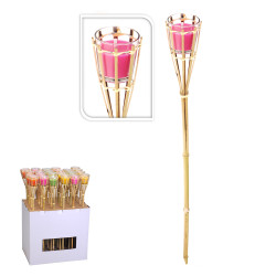 Tocha de jardim com vela de citronela anti-mosquito ø7,5x76cm euro/u cores / modelos diversos