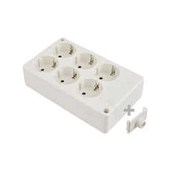 Tomada de superfície bipolar com 6 tomadas t/tl 10/16a 250v retangular cor branco