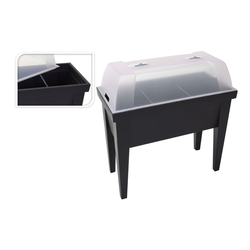 Horta vertical com tampa para efeito estufa, cor preto 80x40x65cm