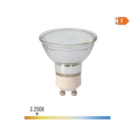 Lâmpada de vidro dicróica led gu10 5w 400lm 3200k luz quente ø5x5,5cm edm