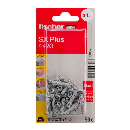 Bucha sx plus ø4 x 20 mm k nv, blister 50 unid