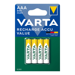 Pilha varta recarregável accu aaa - hr03 800ma (blíster 4 unid.) ø10,5x44,5mm
