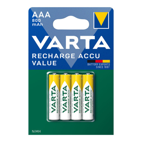 Pilha varta recarregável accu aaa - hr03 800ma (blíster 4 unid.) ø10,5x44,5mm