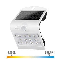 Candeeiro de parede solar 1.5w 220lm recarregável. sensor de presença (2-6m) cor branca 9,6x7,3x14cm edm