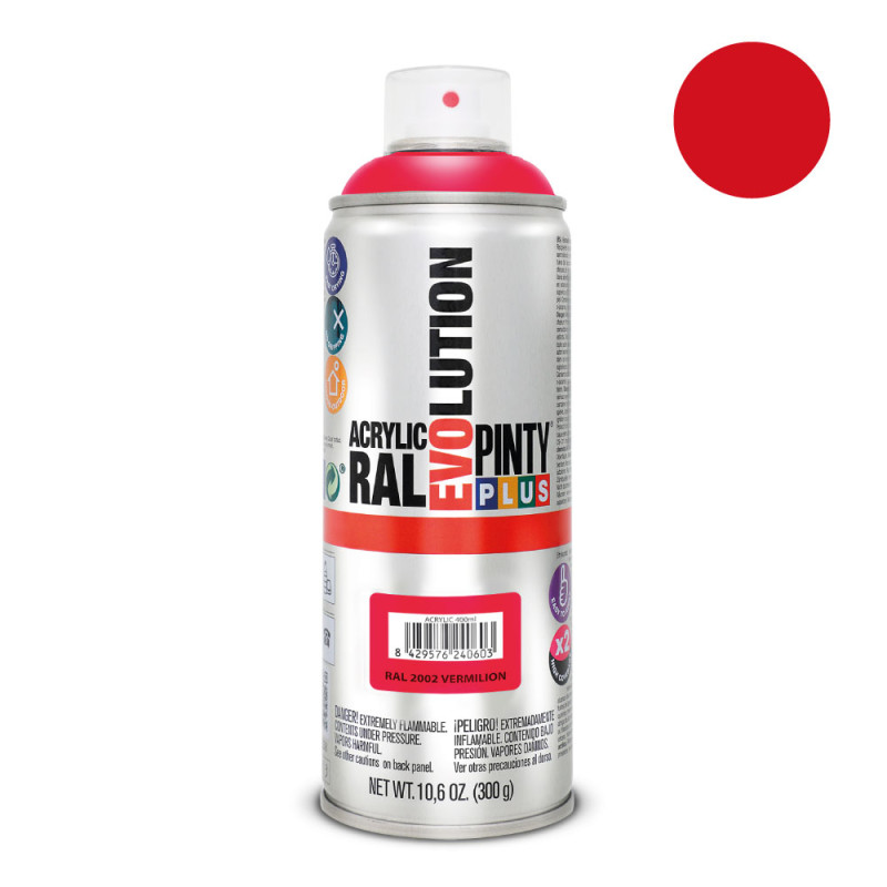 Tinta acrílica spray evolution 520 cc ral 2002 vermelho 300 g