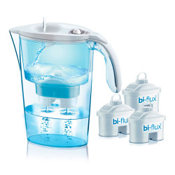 Kit jarro laica stream 2,3l branco + 3 filtros bi-flux j9047ws