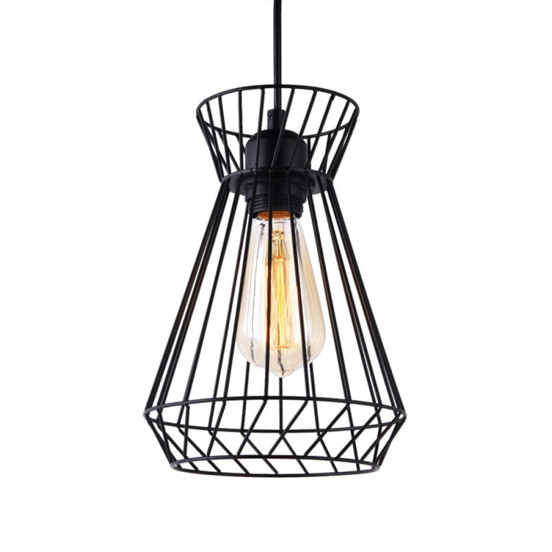 Candeeiro de teto metálico e27 60w cor preto ø19x26x130cm edm