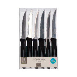 Set 6 facas para carne inoxidavels (cores sortidas) 21cm