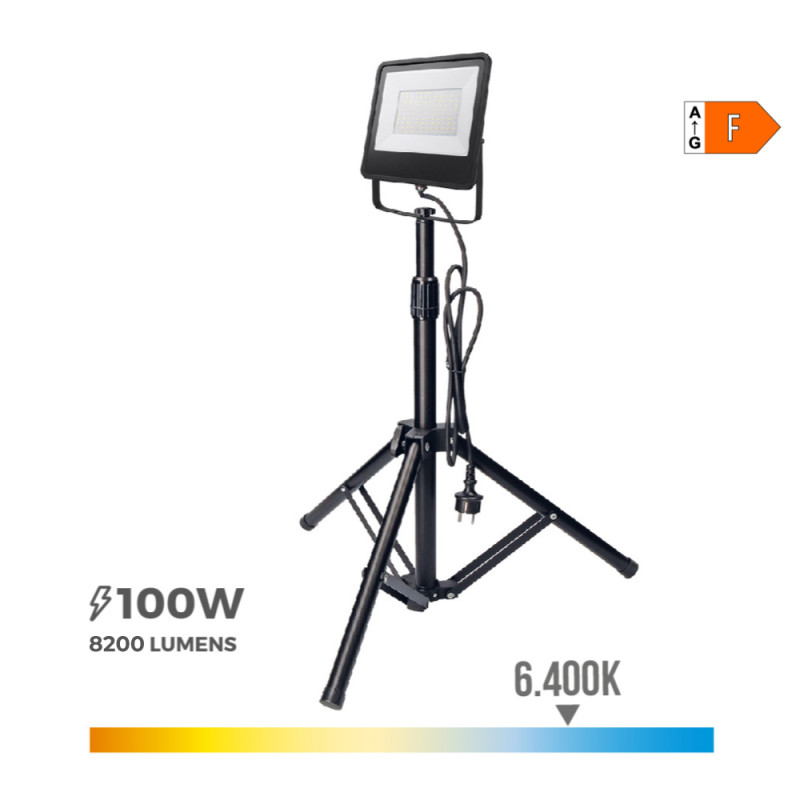 Projetor led com tripé 100w 6400k edm