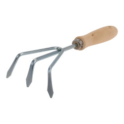 Cultivador de jardinagem com 3 dentes em aço galvanizado 10x28,5cm progarden