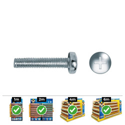 Caixa 125 unid. parafuso métrica cabeça de queijo philips din/ref 7985 ø5x50mm zincado celo