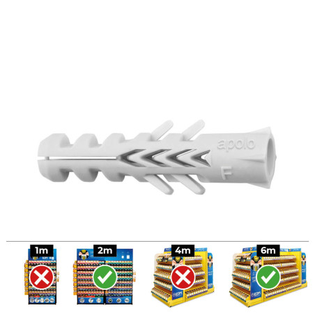 Bucha nylon duplo anti-giro din/ref nf ø5 x 25 mm, caixa 100 unid