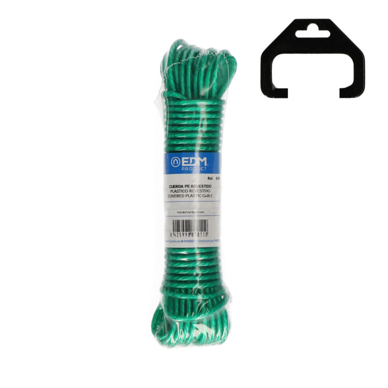 Corda plástica verde revestida pvc, estendal 15 m