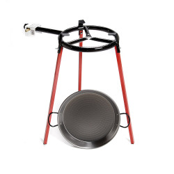 Set frigideiras polidas ø38cm com tripé e queimador de gás 300mm. vaello