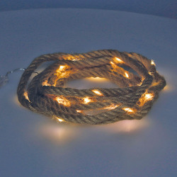 Grinalda de juta a pilhas 30 micro leds branco quente fixos ip20 3,03m