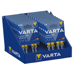 Expositor de cartão de mesa de pilhas varta "long life" 10 blísters 4 pilas aaa lr03 + 10 blísters 4 pilhas aa lr06 varta 27 ...