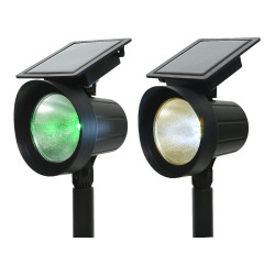 Conjunto de 2 estacas com foco solar led 25lm luz multicor (8 cores) 11x13x42.5cm