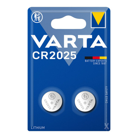 Micro pilha botão lithium cr2025 3v varta (blíster 2 unid.) ø20,0x2,5mm