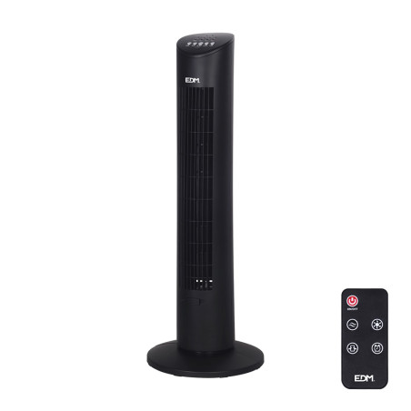 Ventoinha torre potência: 60w 54,8 db, com comando cor preto 28 x 78,3 cm