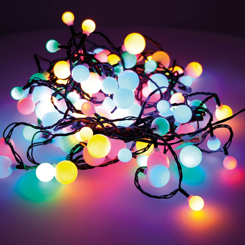 Grinalda "cherry" 120 leds em três tamanhos, multicolor, exterior, 9 m