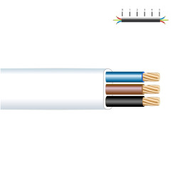 Rolo de cabo plano 3 x 1,00 mm branco, 10 m