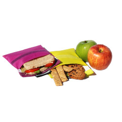 Snack'n'go porta-lanches reutilizável lila-amarelo 14x14cm e 20x20cm, 2 unidades