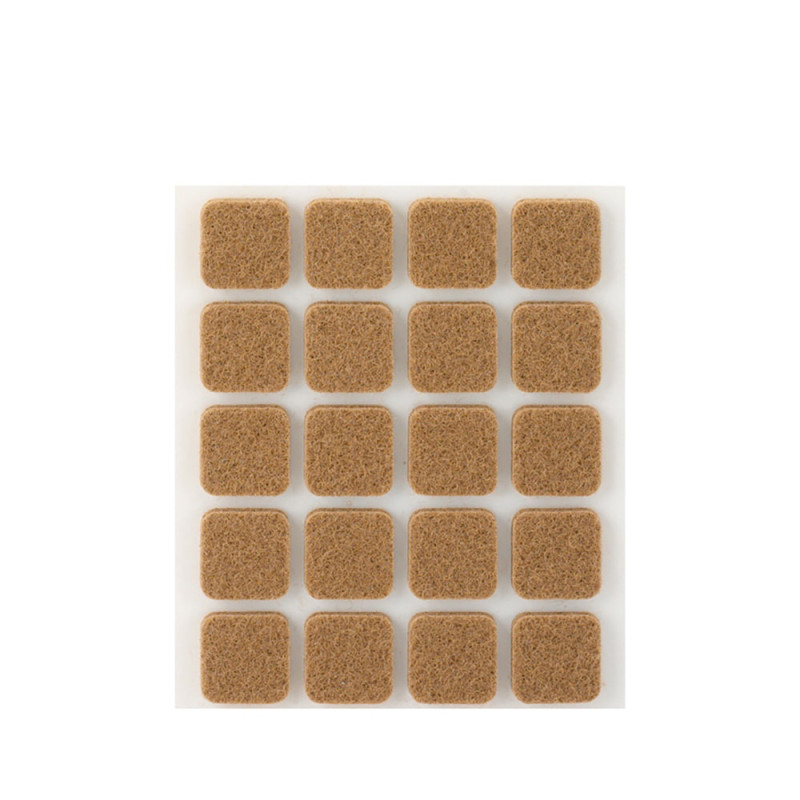 Pack 20 feltros adesivos sinteticos castanho 17x17mm plasfix inofix