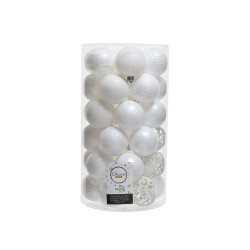 Pack de 37 bolas decorativas brancas para árvores de natal ø6cm