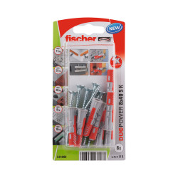 Buchas duopower ø8 x 40 mm + parafusta ø5 x 55 mm, blister 8 unid