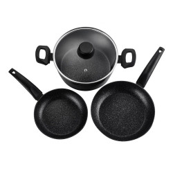 Kit 2 frigideiras + 1 panela vivant preta alumínio 3004 fagor