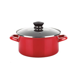 Panela optimax + tampa vermelha aço aisi 430 fagor ø24x13cm