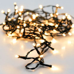 Grinalda a pilhas multifunções 24 leds branco quente cabo preto 2,30m