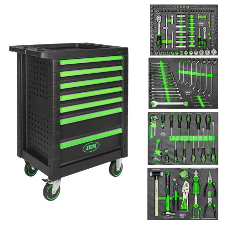 JBM CARRINHO DE FERRAMENTAS COM 7 GAVETAS - VERDE