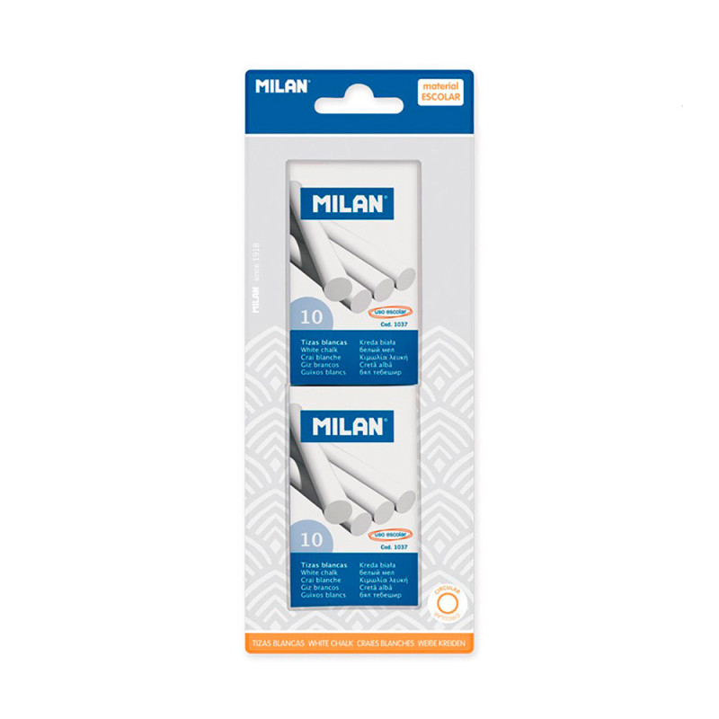 Blíster com 2 caixas de 10 gizes brancos milan