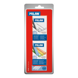 Blíster com 1 caixa de 10 gizes branco + 1 caixa 10 gizes coloridos milan